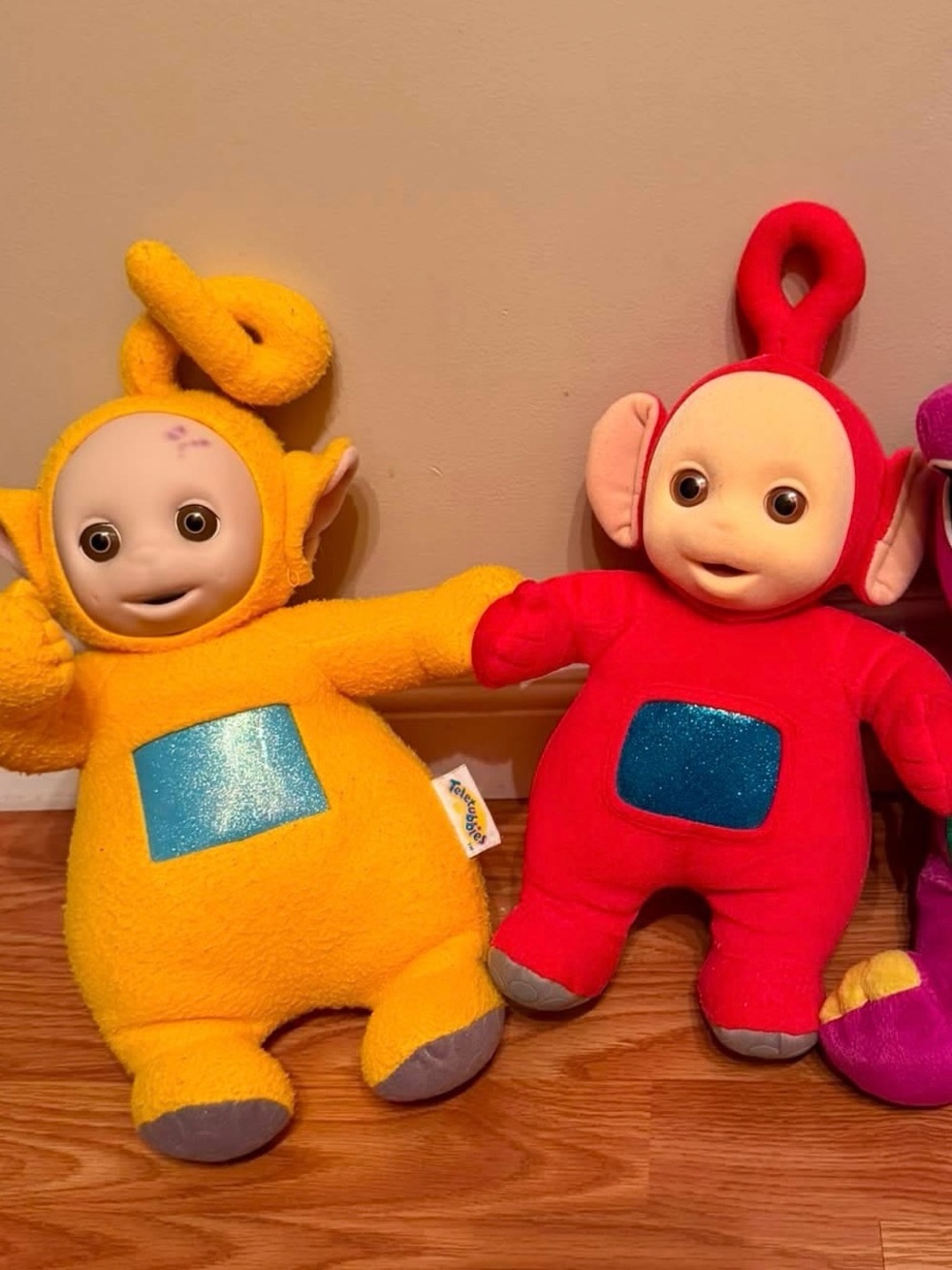 2 Yellow and Red Plush Teletubbies-Style Kids Toy Set